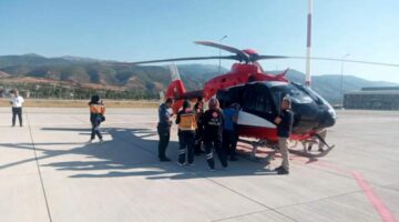 Kalpten rahatsız Yenidoğan, Helikopter ambulans ile Konya’ya sevk edildi