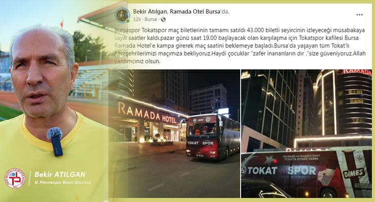 Tokatspor kafilesi Bursa Ramada Hotel’de maçı bekliyor