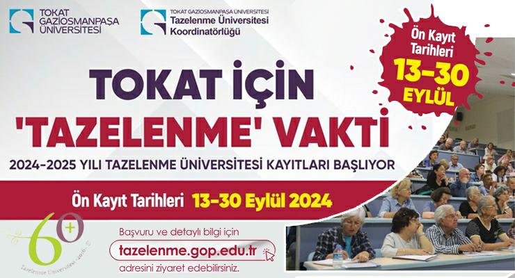 60 yaş üstü Tokatlılara “Tazelenme Üniversitesi” imkanı