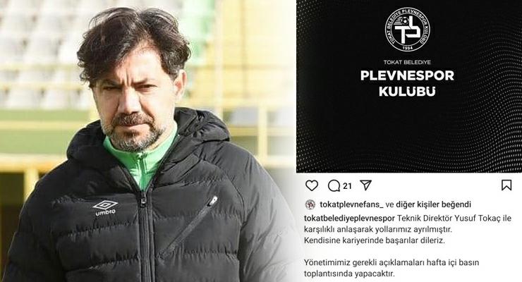Tokat Belediye Plevnespor’da Yusuf Tokaç dönemi bitti