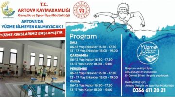 Artova’da gençler yüzme öğrenecek