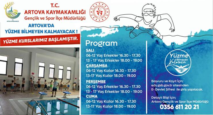 Artova’da gençler yüzme öğrenecek