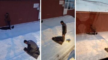 İl Özel İdaresi ekipleri yoğun kar altında hem çalıştı, Hem namaz kıldı