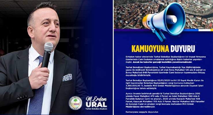 Turhal Belediyesi, “İddia edilen cami yerleri Diyanet’e tahsis edildi”