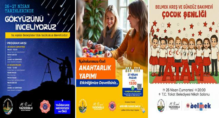 Tokat Belediyesi’nden haftasonu 3 etkinlik daha