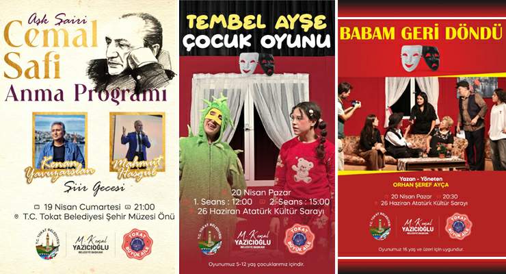 Tokat Belediyesi’nden hafta sonu 3 etkinlik daha