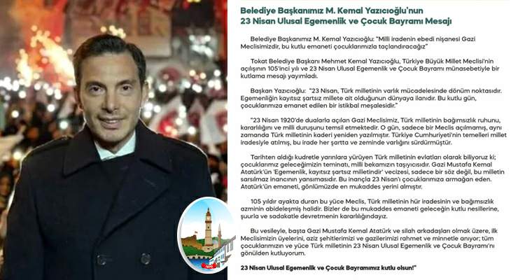 Başkan Yazıcıoğlu’nun “23 Nisan Ulusal Egemenli ve Çocuk Bayramı” mesajı