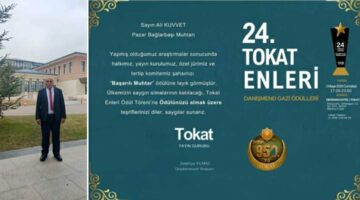Bağlarbaşı muhtarı Ali Kuvvet’e ‘Tokat Enleri’nde ödül