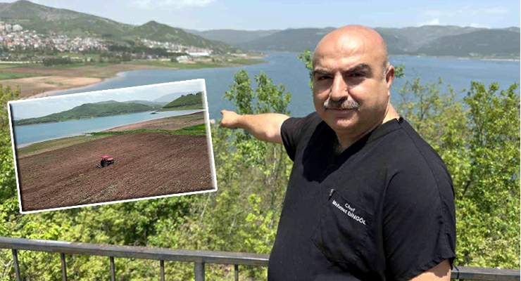 Almus’ta baraj suları çekildi, ortaya çıkan alan tarıma açıldı