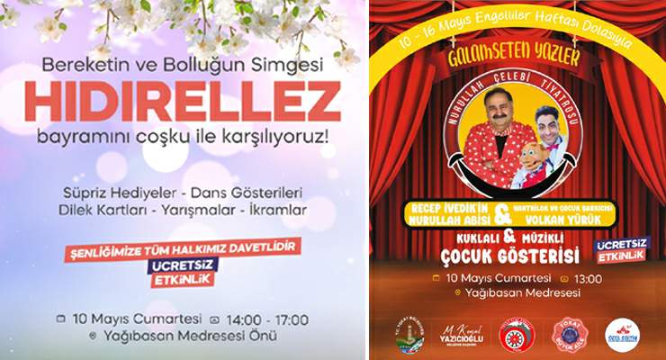 Tokat Belediyesi’nden 2 etkinlik “Hıdırellez Coşkusu” ve “Gülümseten Yüzler”