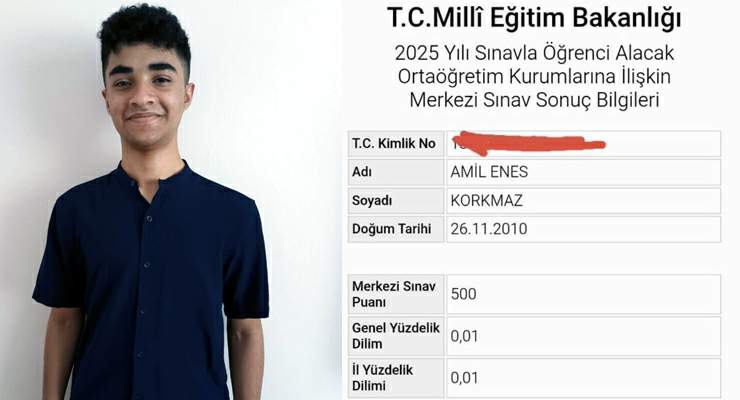 Amil Enes Korkmaz, Türkiye birincisi olarak Galatasaray Lisesi’ne yerleşti