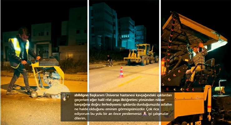 Tokat’ta vatandaş istedi, Belediye bir gecede asfaltladı