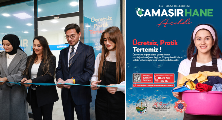 Tokat Belediyesi’nden bir ilk “Ücretsiz Çamaşırhane”