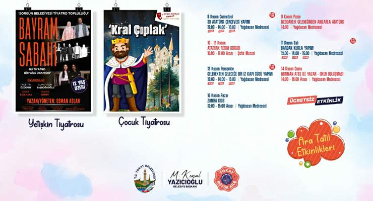 Tokat Belediyesi’nden ara tatilde dolu dolu renkli etkinlikler