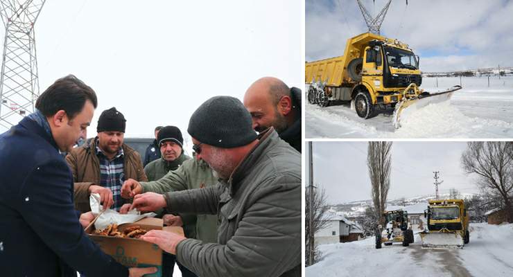 Tokat’ta kar timlerine Vali Abdullah Köklü’den tatlı ikramı