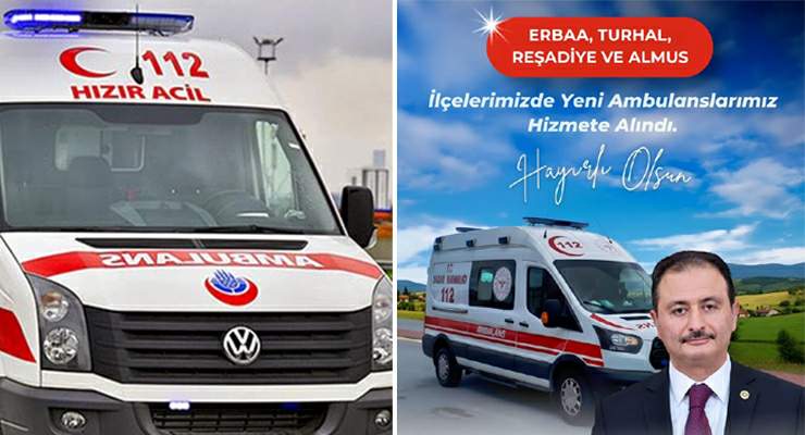 Tokat sağlık filosunu güçlendiriyor, 4 ilçeye tam donanımlı yeni ambulans