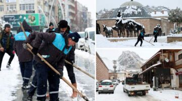 Tokat Belediyesi yoğun kar yağışına karşı tam kadro 7/24 sahada