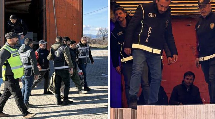 Mermer yüklü tırda gizlenen 4 kaçak göçmen yakalandı