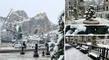 Tokat’ta sabah başlayan kar yağışı kenti beyaza bürüdü