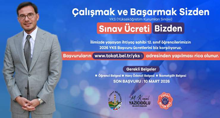 Tokat Belediyesi’nden YKS’ye girecek ihtiyaç sahibi öğrencilere destek