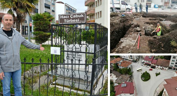 Kavşak ortasında kalan tarihi mezar için ihya çalışması başlatıldı