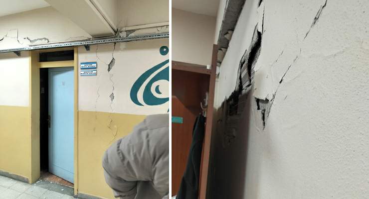Tokat’ta 5,5 büyüklüğündeki deprem okul duvarlarını çatlattı