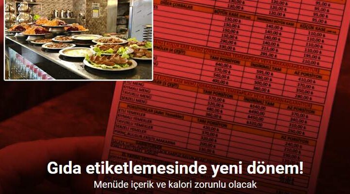 Gıda etiketlemesinde yeni dönem: Menüde içerik ve kalori zorunlu olacak