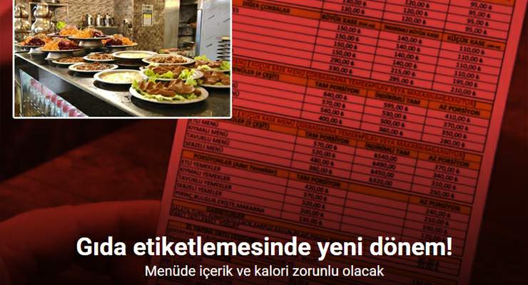Gıda etiketlemesinde yeni dönem: Menüde içerik ve kalori zorunlu olacak