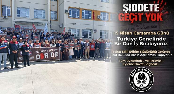 Eğitim Bir-Sen, “Şiddete Geçit Yok” protestoyla iş bıraktı