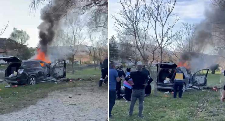Tokat’ta ağaca çarpan cip yandı: 1 ölü, 2 yaralı