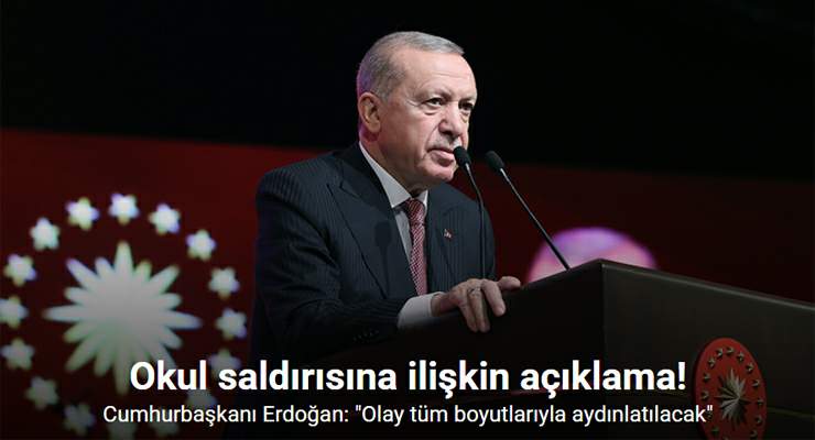 Cumhurbaşkanı Erdoğan: “Hepimizin yüreğine kor ateş düşüren saldırının siyasi polemiklere malzeme yapılmaması, ahlaki bir görevdir”