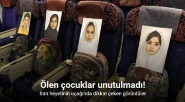 İran heyetinin uçağına ABD’nin Minab’daki saldırısında ölen çocukların fotoğrafları konuldu