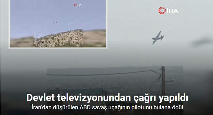 İran’dan düşürülen ABD savaş uçağının pilotunu bulana ödül