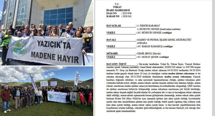 Tokat’ta “Yazıcık Halkı” kazandı, Maden ruhsatları iptal edildi