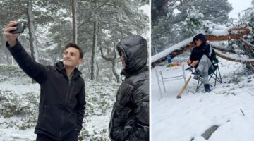 Tokat’ta bahar ortasında yağan kar mest etti