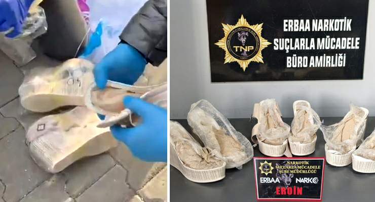 Tokat’ta kadın ayakkabılarının ökçelerine gizlenmiş 1 kilo 675 gram eroin ele geçirildi