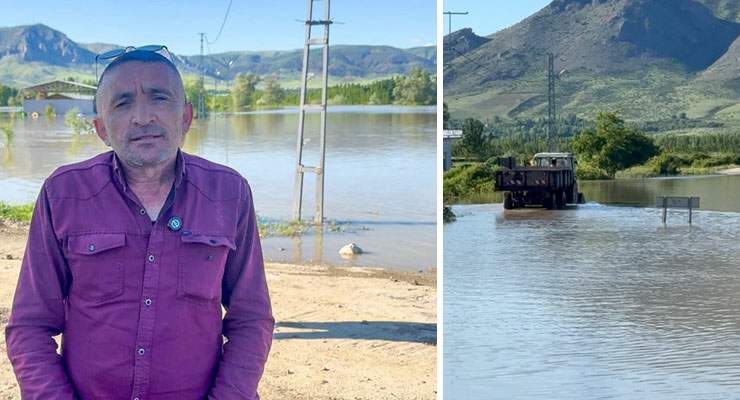 Yeşilırmak taştı, Pazar’da köy arazileri sular altında kaldı