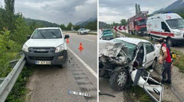 Tokat’ta kazada hurdaya dönen otomobildeki 5 kişi yaralandı
