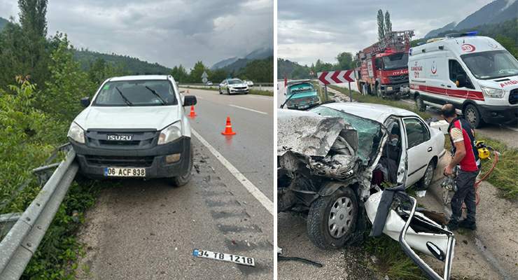 Tokat’ta kazada hurdaya dönen otomobildeki 5 kişi yaralandı