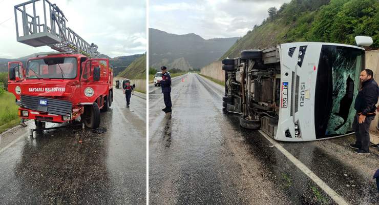 Tokat’ta cenaze dönüşü minibüs devrildi: 4 yaralı