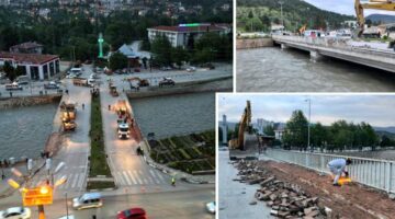 Taşkın riskine karşı Çedaş Köprüsü’nde yıkım çalışmaları başlatıldı