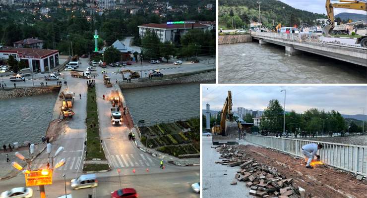 Taşkın riskine karşı Çedaş Köprüsü’nde yıkım çalışmaları başlatıldı