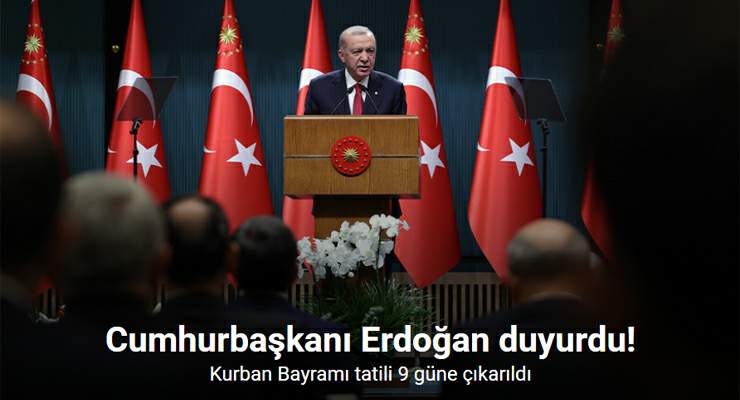 “Kurban Bayramı” tatili 9 gün oldu