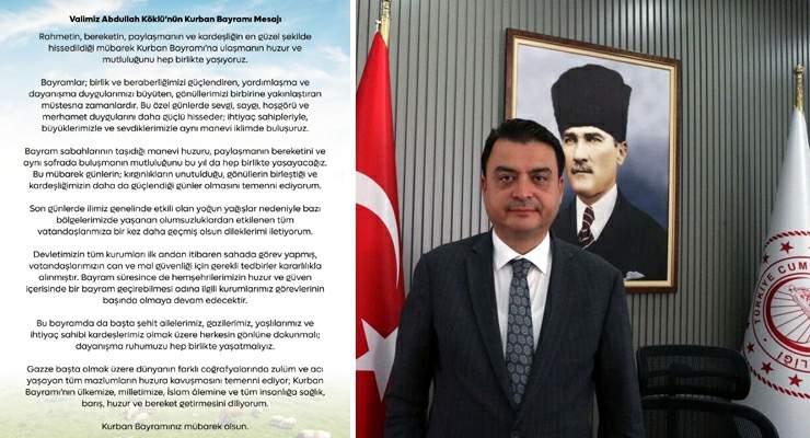 Vali Abdullah Köklü’nün “Kurban Bayramı” mesajı