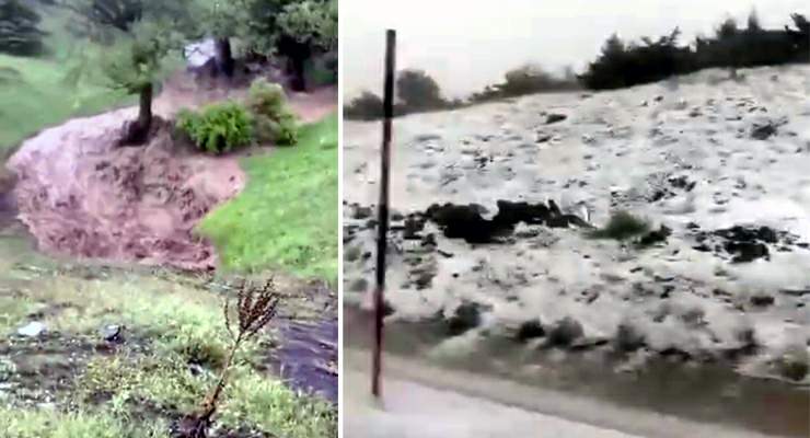Tokat’ta dolu yağışı yolları beyaza bürüdü