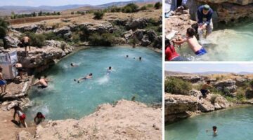 Uyuzlar şifa bulmak, gençler ise serinlemek için giriyor