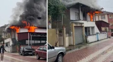 Erbaa’da iki katlı evde çıkan yangında ev kullanılamaz hale geldi