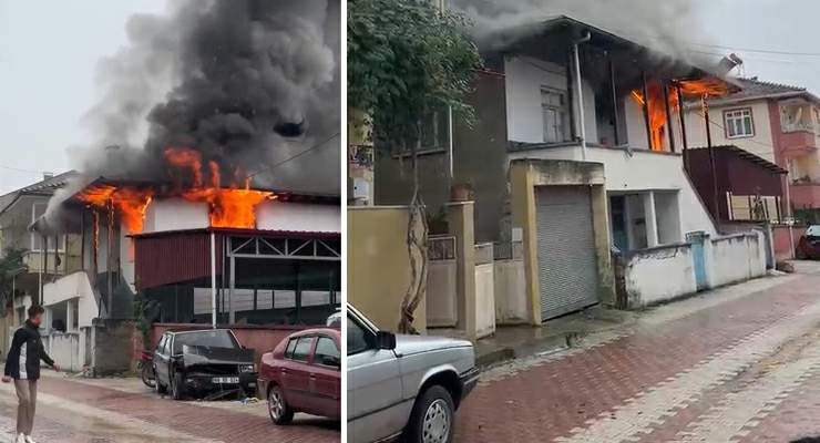 Erbaa’da iki katlı evde çıkan yangında ev kullanılamaz hale geldi
