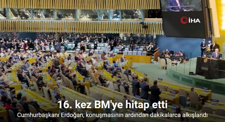 Cumhurbaşkanı Erdoğan, BM konuşmasının ardından dakikalarca alkışlandı