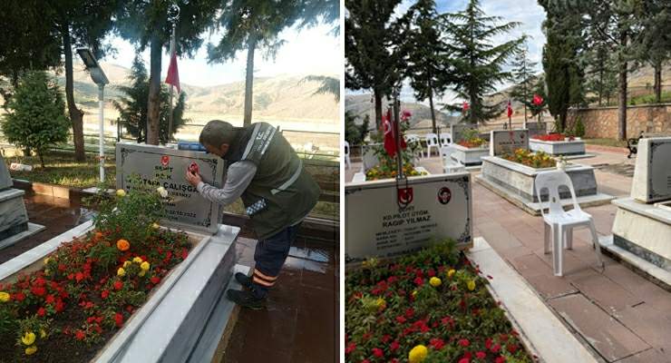 Erenler Şehitliği’nde kabirlerin bakım ve yenileme çalışmaları tamamlandı